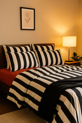 Layaan Homes Black & White Striped Duvet Set