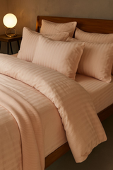 Layaan Homes Peach Striped Duvet Set