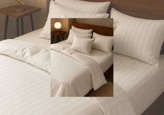 Layaan Homes Off White Stripes Satin Bedding Set