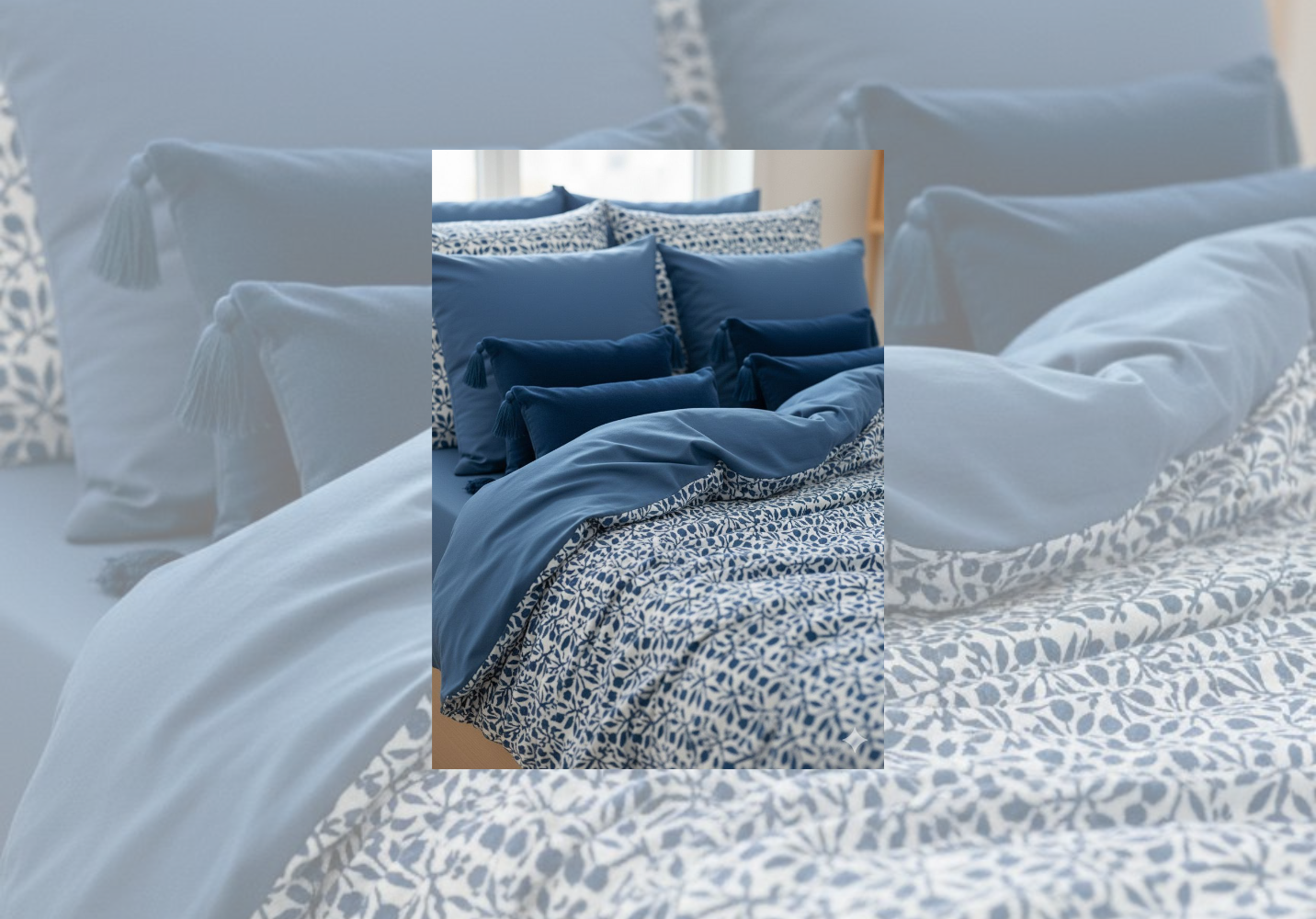 Layaan Homes Blue leaves Pattern