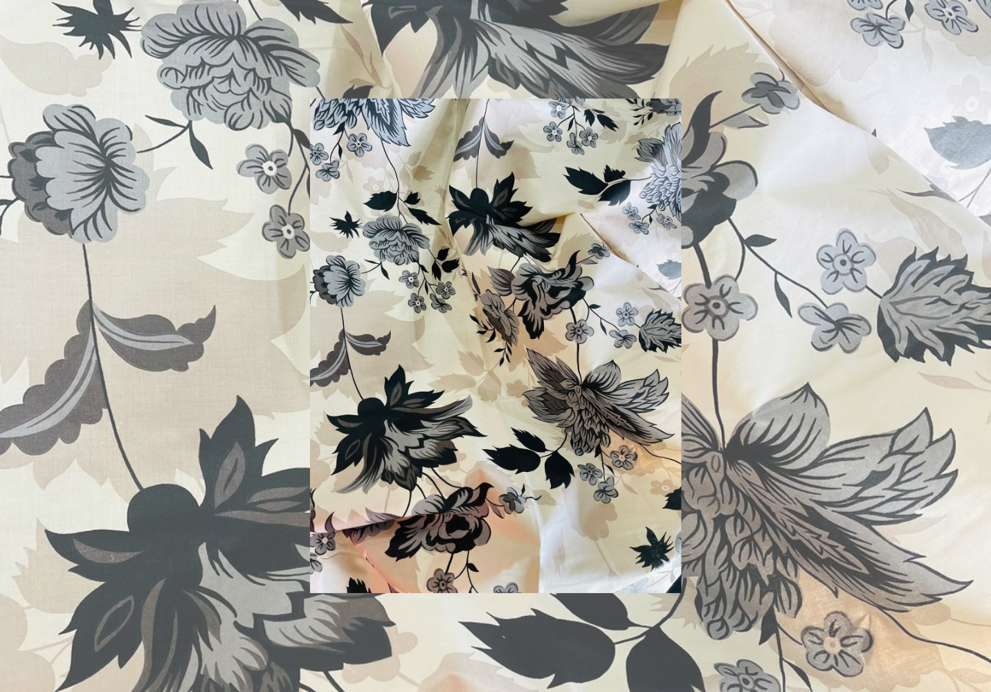 Layaan Homes Cotton Black and White Bedsheet