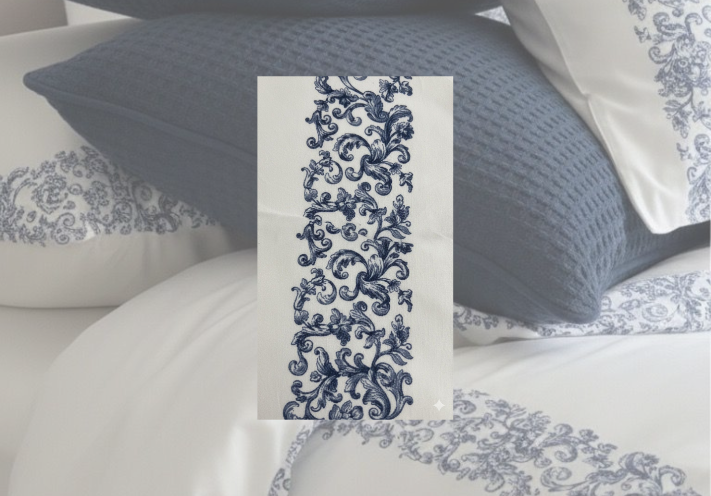 Layaan Homes Blue Printed Embroidery Set