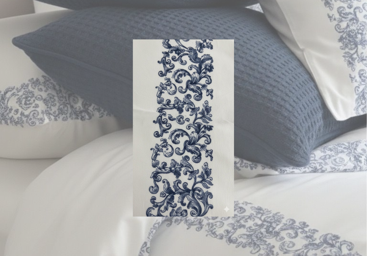 Layaan Homes Blue Printed Embroidery Set