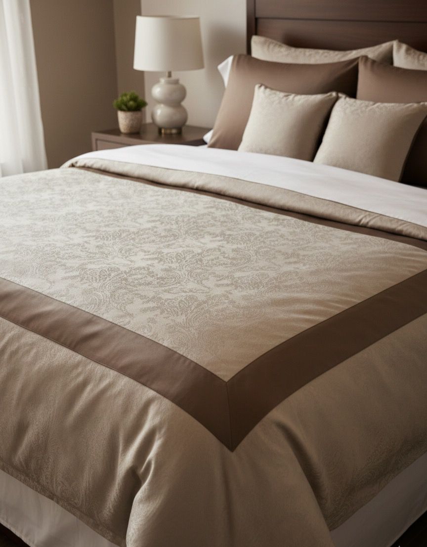 Layaan Homes Luxury Beige Bedding Set
