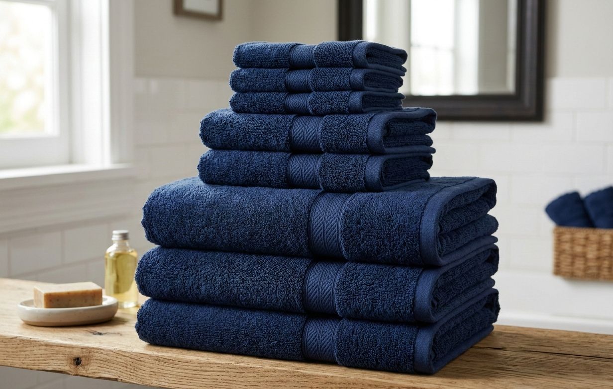 Layaan Homes Blue Towel Set
