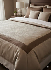 Layaan Homes Beige Self printed Bedding Set
