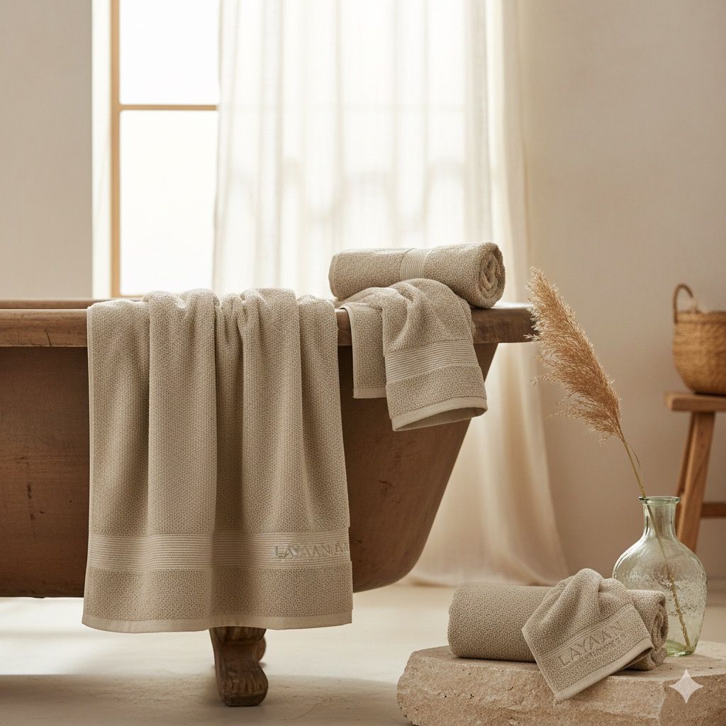 Layaan Homes off white Towel Set