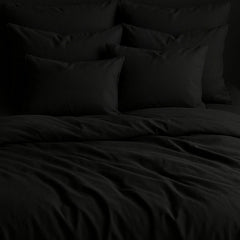 Layaan Homes Black Plain Satin bedding Set