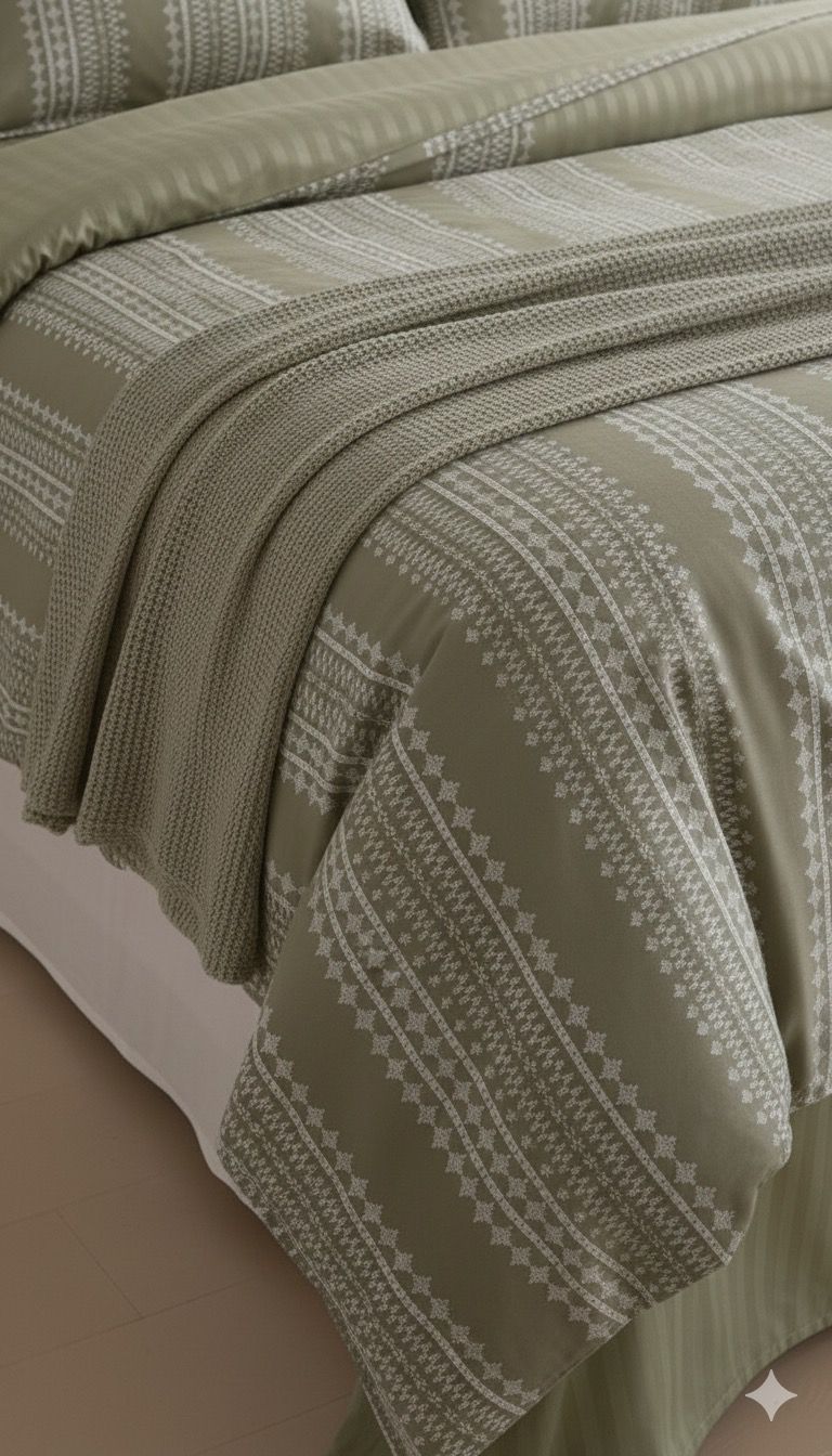 Layaan Homes Green Printed Jaquard