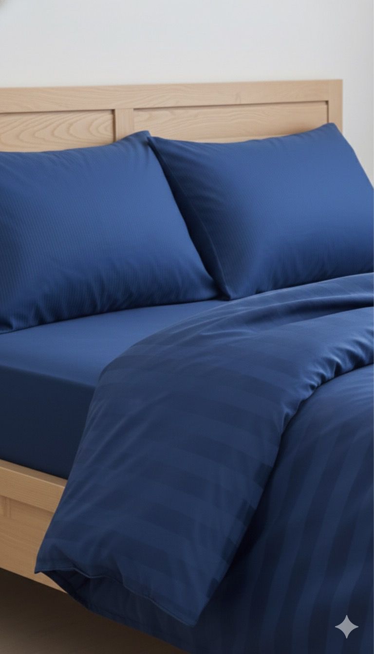 Layaan Homes Blue Satin Bedding Set